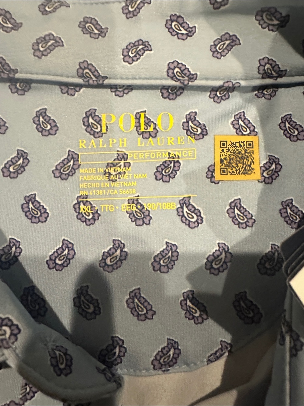 Polo by Ralph Lauren Light Blue Polo with Navy Paisley Print - Picture 2 of 3